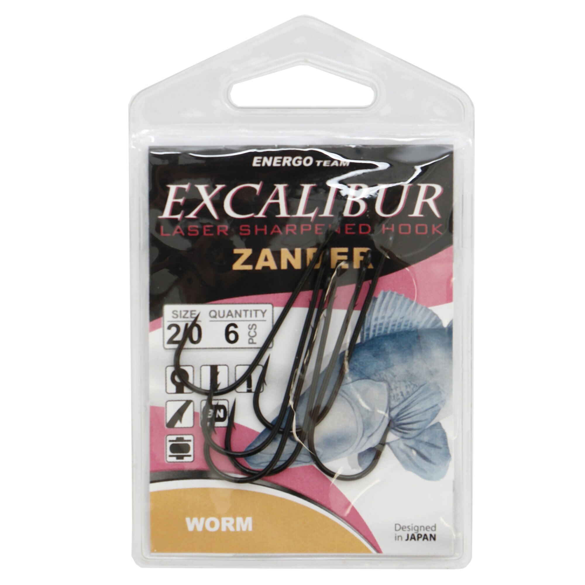 Carlige Energo Team Excalibur Zander Worm Nr 2/0 6buc/plic